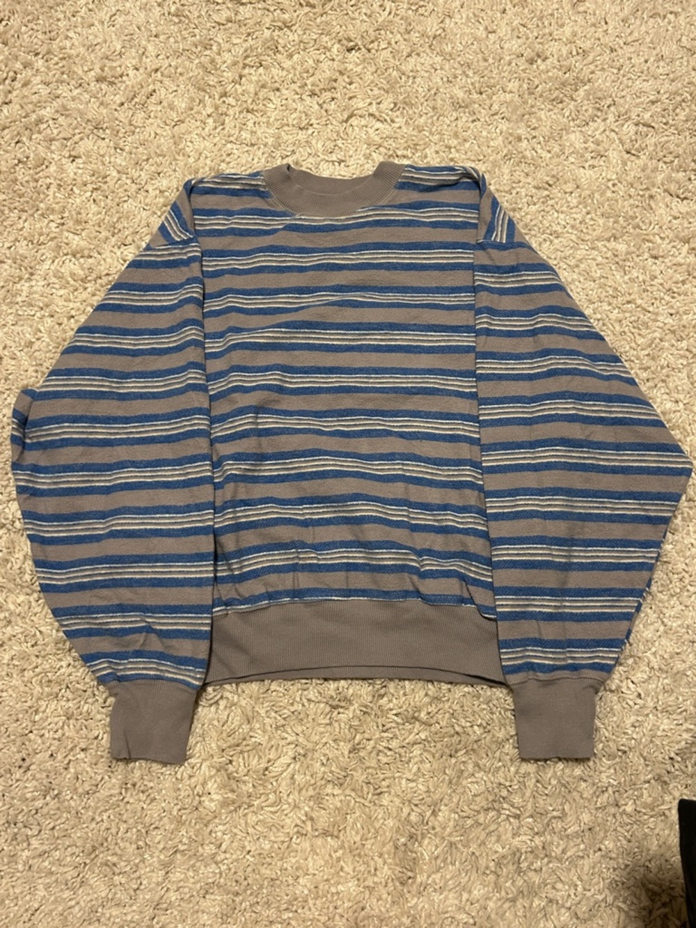 Urban Outfitters Striped Crewneck Sweater in Gray and Blue